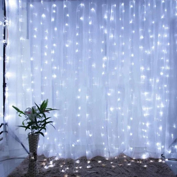 Cortina de Luzes de Fadas LED com Controle Remoto para Natal